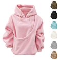 thumbnail image 4 of Women's Oversized Fuzzy Pet Carrier Hoodie, Soft Sherpa Dog Cat Pocket Hooded Sweatshirt for Pet Owners Daily Autumn Winter Loungewear Outfits(Pink/XXXL), 4 of 9