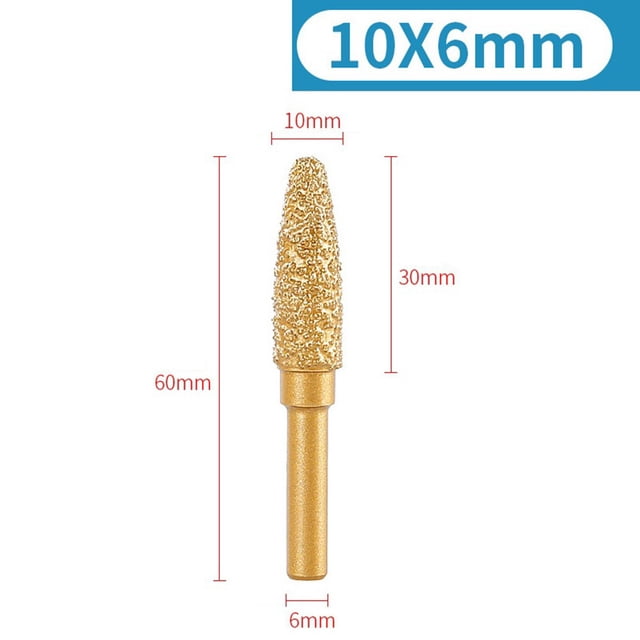Tête de Meulage Rotative en Diamant Brossé 10mm pour Pierre Acier