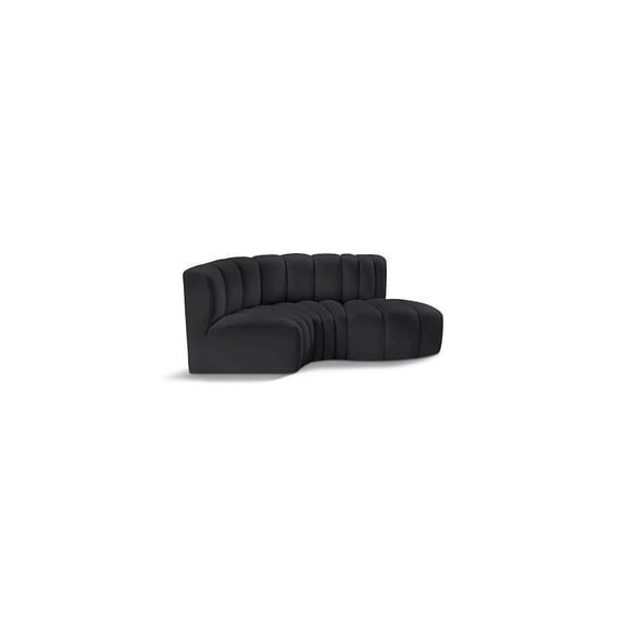 Meridian Furniture Arc Black Vegan Leather Modular Sectional