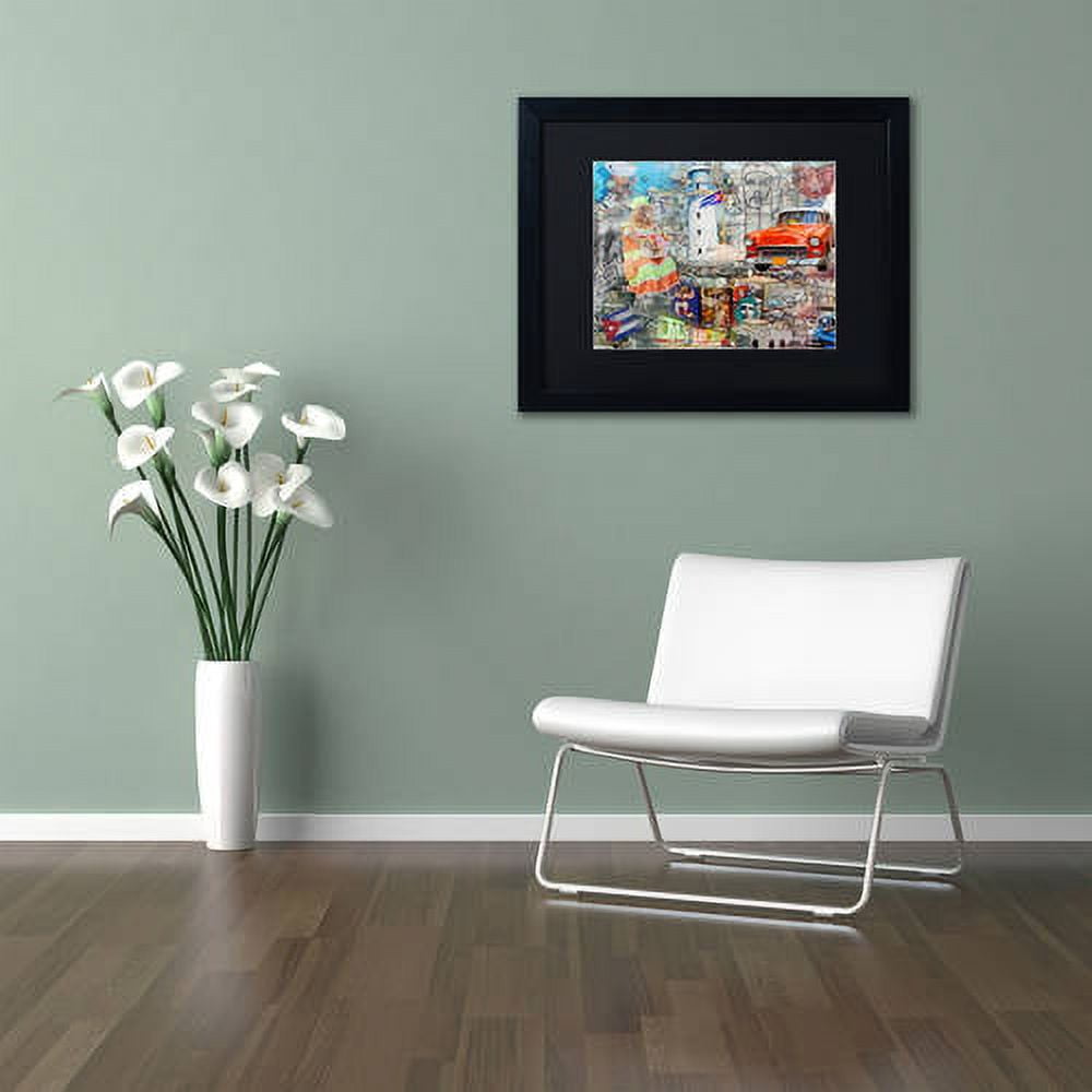 Trademark Fine Art "Red Taxi" Canvas Art by Alberto Lopez, Black Matte, Black Frame