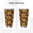 thumbnail image 3 of Fotbe Brown Blue Plaid Sunflower Pattern 20 oz Tumbler Stainless Steel Vacuum Insulated Coffee Ice Cup Double Wall Travel Flask Leak-proof Coffee Cup-Without Straw, 3 of 8