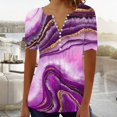 thumbnail image 1 of ICHUANYI Clearance Women's Summer V-Neck Print Casual Loose Top Short Sleeve Button Blouses Tops(Purple, XXL) ICHUANYI WER2023081505929, 1 of 5
