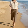 thumbnail image 2 of TRUBKH Linen Clothes for Women Active Wear Women Gym Shorts Streetwear Womens Athletic Shorts Biker Shorts Casual Elastic Waist Capri Pants Flowy Pants for Women Golf Pants Brown 5XL, 2 of 9