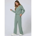 thumbnail image 6 of Women 2 Piece Outfits 2025 Fall Fashion Wide Leg Pants Lounge Set Leisure Travel Vacation Sweatsuits Light Green XS, 6 of 9