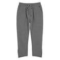 thumbnail image 4 of NinXxx Women's Elastic Waist Button Side Pocket Yoga Cropped Cargo Pants Grey S, 4 of 5