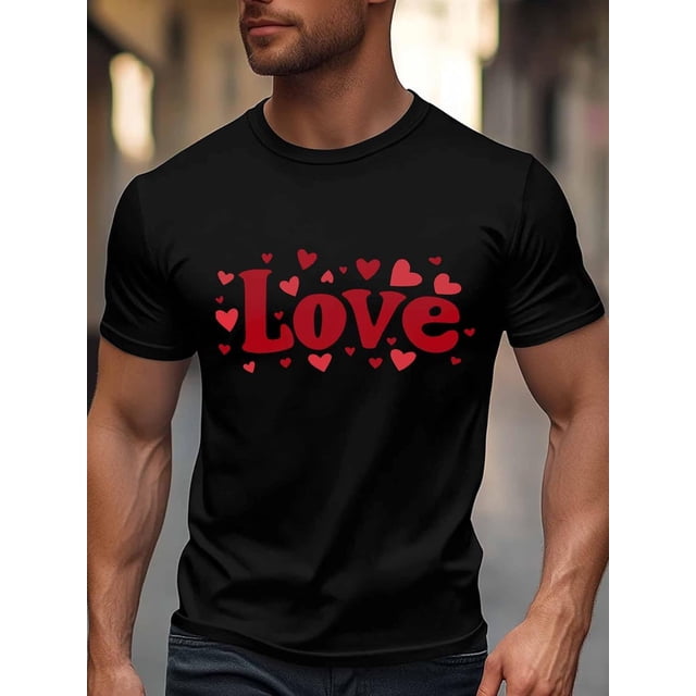 Men's T-Shirt,Short Sleeve Tee Shirt Casual Tops Valentines Day Love Text Crew Neck T Shirts for Men