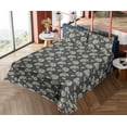 thumbnail image 4 of Ambesonne Sugar Skull Fitted & Flat Sheet with Sham 3 Pcs Set, Talavera Mexican Print, Twin, Dark Blue Grey Umber, 4 of 5