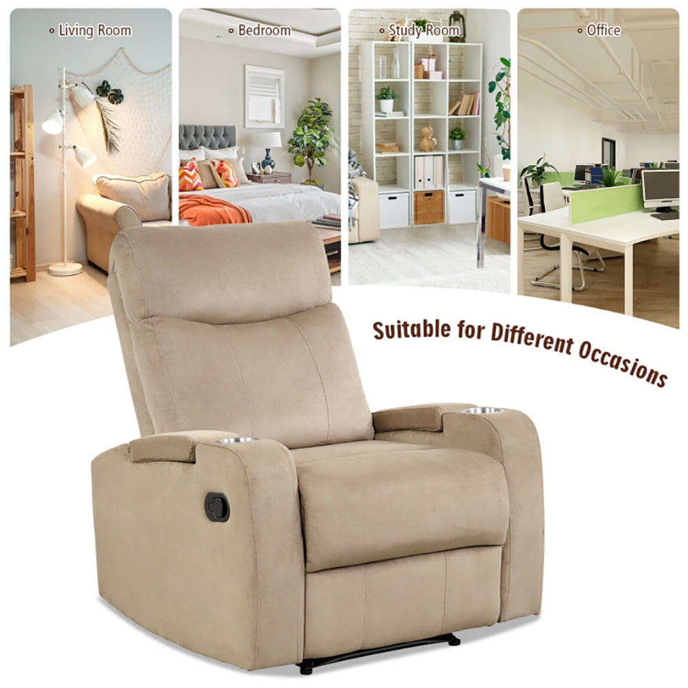 Finihen Recliner Chair, Single Sofa Lounger with Arm Storage and Cup Holder, for Living Room, Bedroom, Brown Finihen Recliner Chair, Single Sofa Lounger with Arm Storage and Cup Holder, for Living Room, Bedroom, Brown