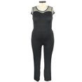 thumbnail image 3 of Guieoi Women Pants Women's Pants Women's Plus Size Mesh Sexy Stitching Fashion Short-Sleeved Round Neck Jumpsuit, 3 of 5