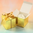 thumbnail image 5 of Scheam 30 Pcs Square Favor Boxes 2 inch Mini Candy Box Paper Gift Bags DIY Packaging Boxes Small Items Containers with Ribbons for Birthday Christmas Anniversary (Gold), 5 of 7
