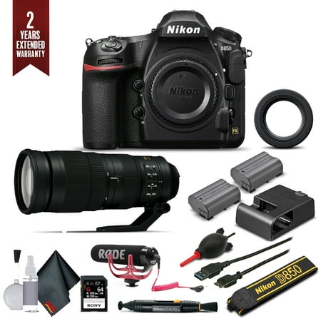 Nikon D850 Digital SLR Camera W/ Nikon AF-S FX NIKKOR 200-500mm f/5.6E ED Lens, Mic, Extra Battery, and More. (Intl (Nikon Camera Best Model)