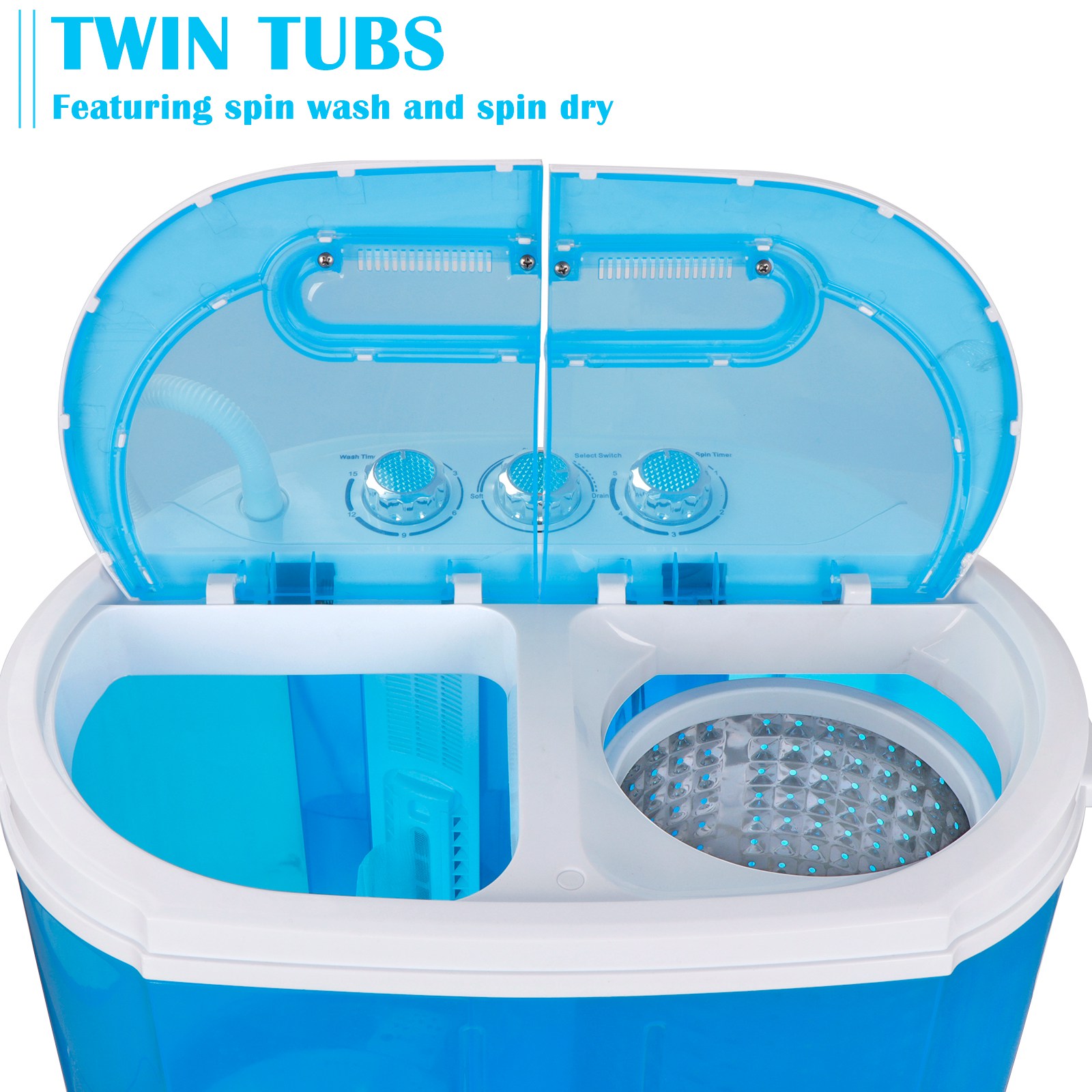 ZENY Portable Washing Machine Mini Twin Tub Washing Machine with Washer & Spinner, Gravity Drain Pump, 9.9lbs Capacity - image 5 of 10