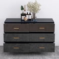 thumbnail image 3 of PORKISS 6 Drawer Dresser, Wood Storage Cabinet with Golden Handle and Golden Steel Legs Vanity for Living Room, Chest of Drawers for Bedroom, Black, 3 of 8