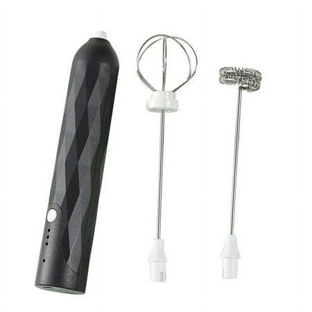 

Mini Frother Handheld Immersion Blender Cordlesss Foam Maker USB Rechargeable Small Mixer with 2 Stainless Whisks Black