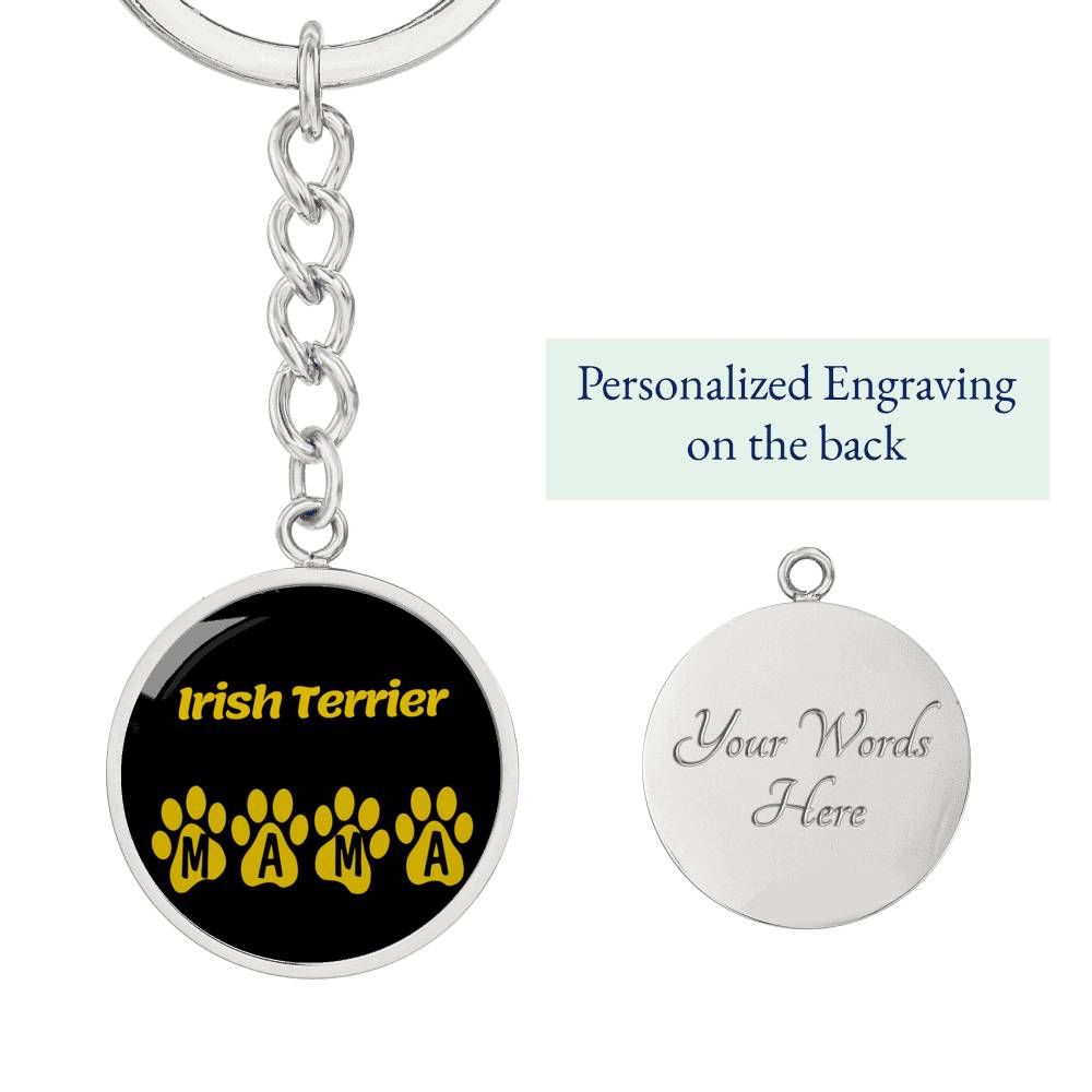 Irish Terrier Mama Circle Keychain Stainless Steel or 18k Gold Dog Mom Pendant - image 2 of 12