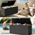 thumbnail image 6 of 130GAL Outdoor Storage Box for Patio & Garden, Large Resin Deck Box w/ 2 Handles & Metal Hydraulic, Black, 6 of 8