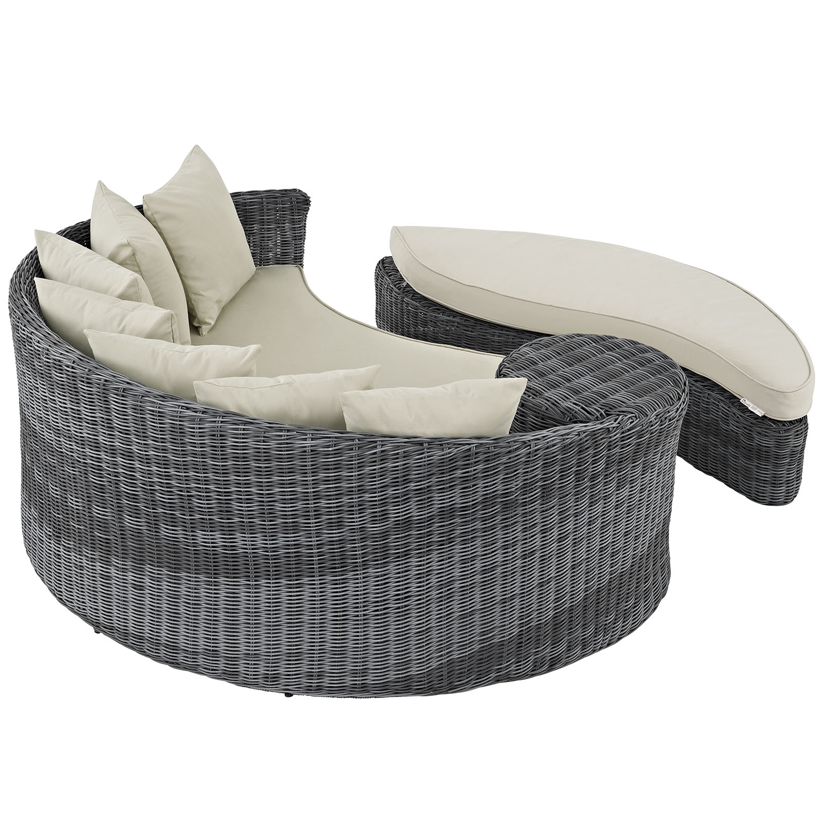 Modern Contemporary Urban Design Outdoor Patio Balcony Daybed Sofa, Beige, Rattan - image 4 of 4
