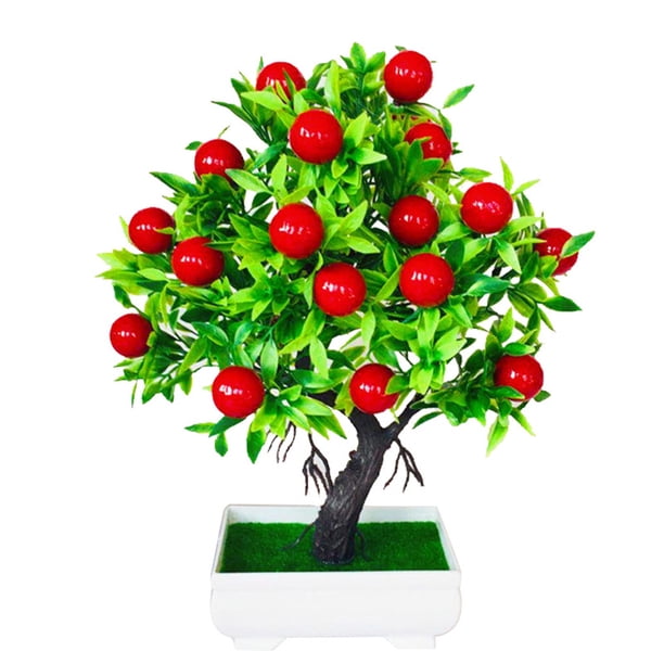 Planta artificial en maceta Oficina en casa Hotel Adorno de árbol de plástico Mesa Centro de mesa Verdor en maceta falso, Fruta roja Sweethay HA7054-01B
