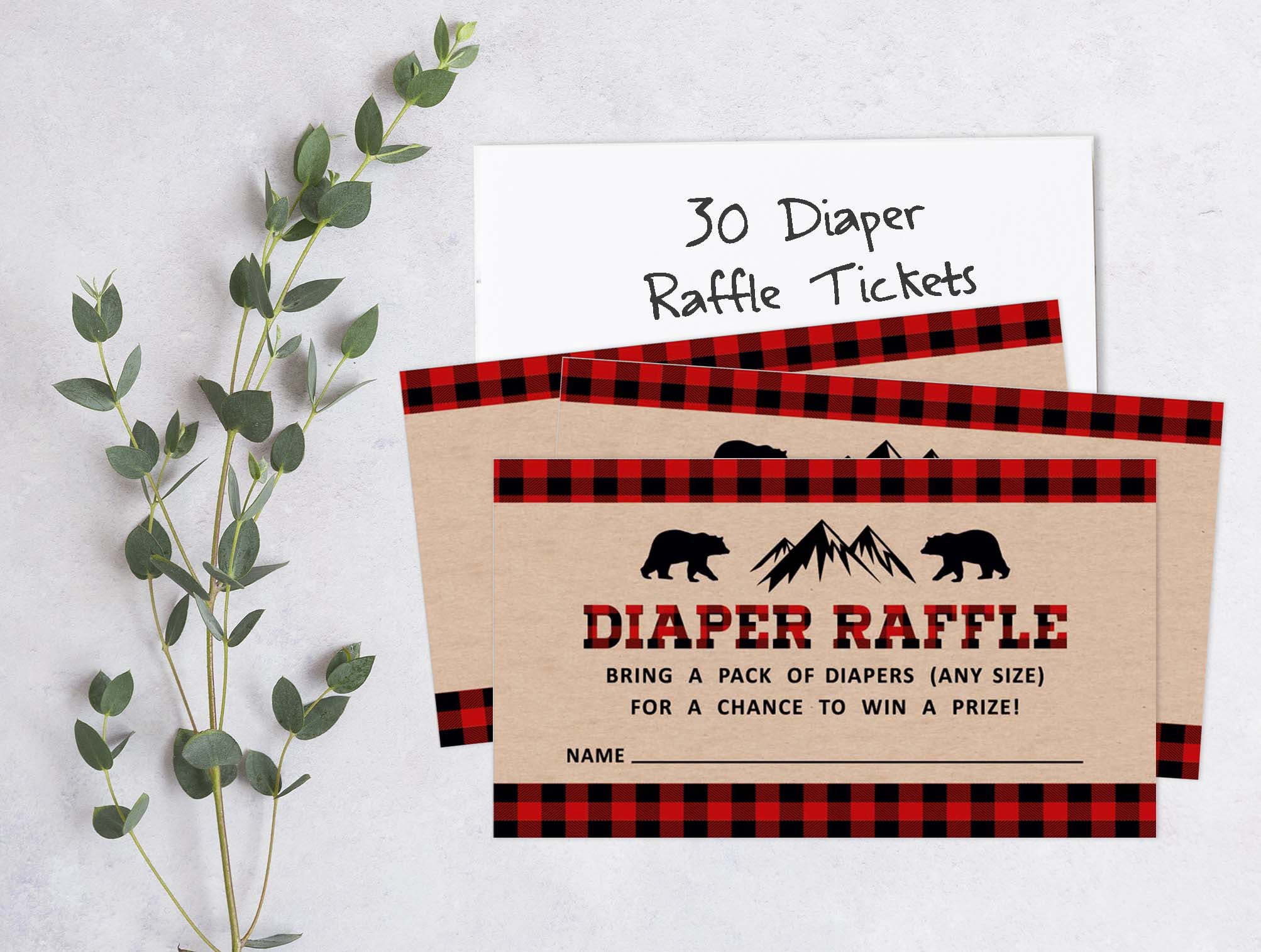 Inkdotpot 30Gender Neutral Baby ShowerRustic Diaper Raffle Ticket Lottery Insert Cards Supplies Games For Baby Shower Party Bring A Pack Of Diapers To Win Favors Gifts And Prizes