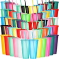 thumbnail image 1 of Vaso Honeydak de plástico de 700 a 800 ml, 60 unidades, con pajita y tapa, 1 of 7