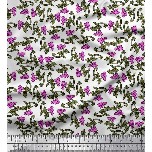 Soimoi Poly Georgette Fabric Leaves & Floral Block Print Fabric by The Yard 42 Inch Wide