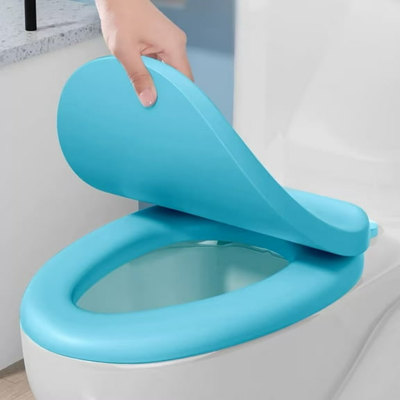 Fnyoxu Soft Elongated Vinyl toilet Seat Soft Vinyl Cover with Comfort Foam Cushioning - Fits All Standard Size Fixtures - Easy to Install