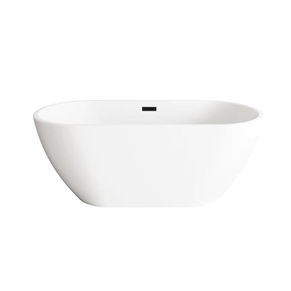 Elegant Kitchen & Bath BT30359GW-MBK 59 in. Bathtub with Matte Black Trim - Glossy White