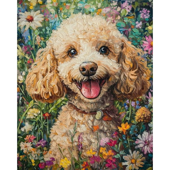 Paint by Numbers for Adults Kids Beginner Poodle in the flower field DIY Acrylic Painting by Numbers Kits with Brushes Acrylic Pigment Home Decoration Gifts 16 x 20 inch