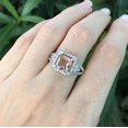 thumbnail image 3 of HeartsAndYou 2.4ct Natural Morganite Diamond Ring Halo Split Shank 100% 14k SOLID White Gold, 3 of 8