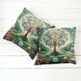 thumbnail image 6 of Ambesonne Springtime Throw Pillow Cover 2 Pack, Circular Tree Flourish, 24", Green Blue and Pink, 6 of 7
