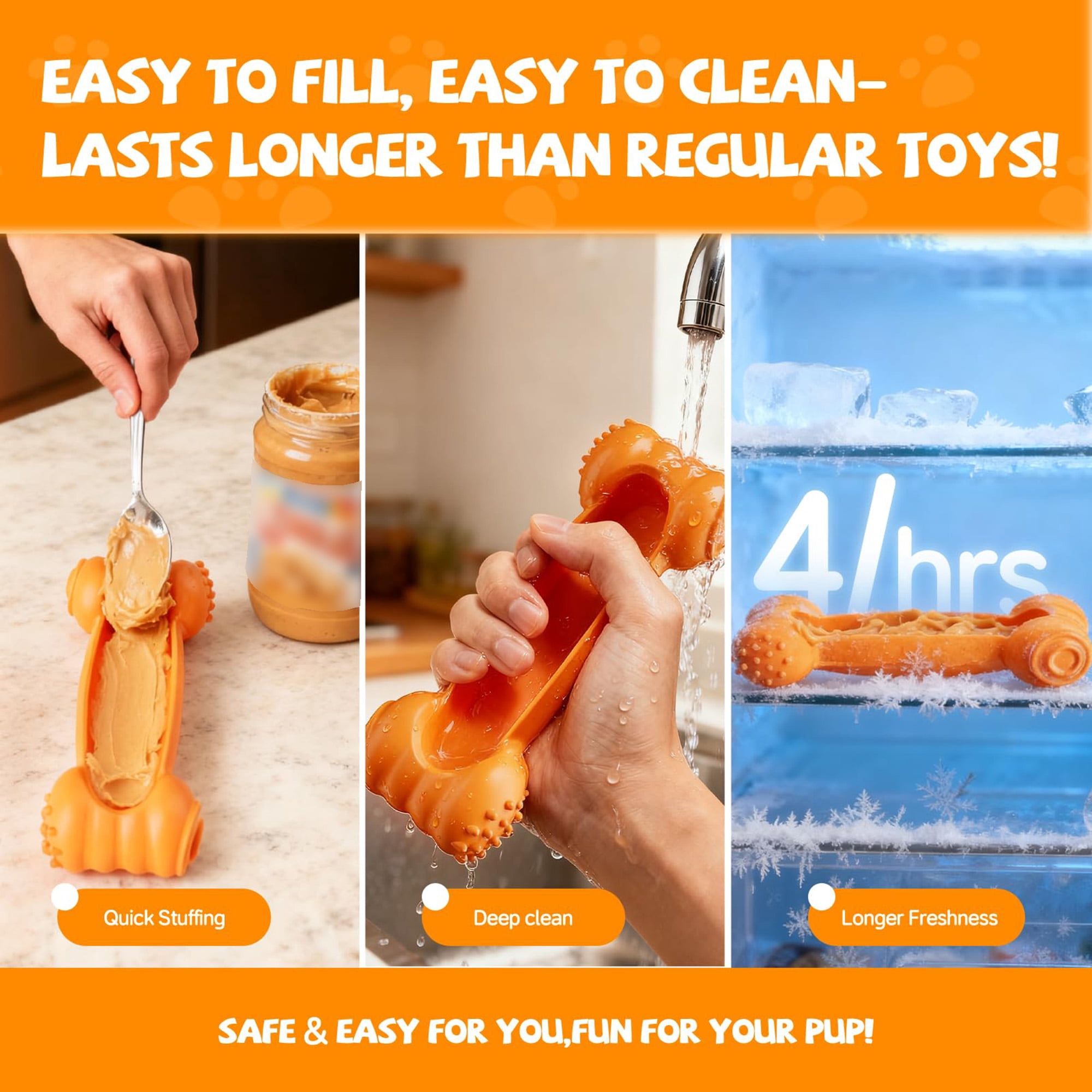 Durable Dog Chew Toys 2 Pack, Slow Feeder Lick Mat for Aggressie Chewers, Puppy Teething Relief, Fillable Treat Dispenser for Small & Medium Dogs, Mental Stimulation & Anxiety Relief, Brown
