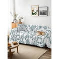 thumbnail image 3 of Teal Blue Green Couch Cover for 2 Cushion Couch, Vintage Farmhouse Boho Flower Leaf Washable Love Seat Sofa Covers Slipcover, Throw Sofa Covers for Pets, Furniture Protector 71"x102", 3 of 9