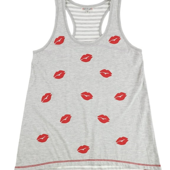 P.J. Salvage Womens Kisses Pajama Sleep Tank Top, Grey, Medium