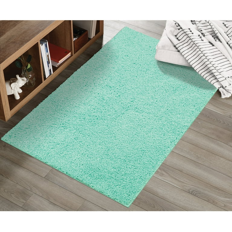 Mainstays Plush Mint Green Shag Area Rug 3' x 4'8 Non-Skid
