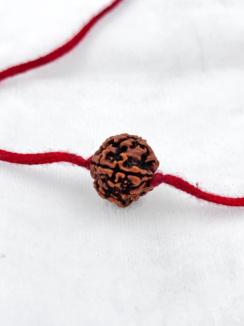 Navratan Gems 5 Mukhi Nepali Rudraksha | Certified Bead with 18" Sacred Red Thread for Spiritual Practices