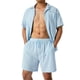 thumbnail image 2 of Sunloudy Conjunto de traje de 2 piezas para hombre, camisa de manga corta con cuello vuelto de color sólido + pantalones cortos para el verano Sunloudy  S/M/L/XL/XXL, 2 of 10