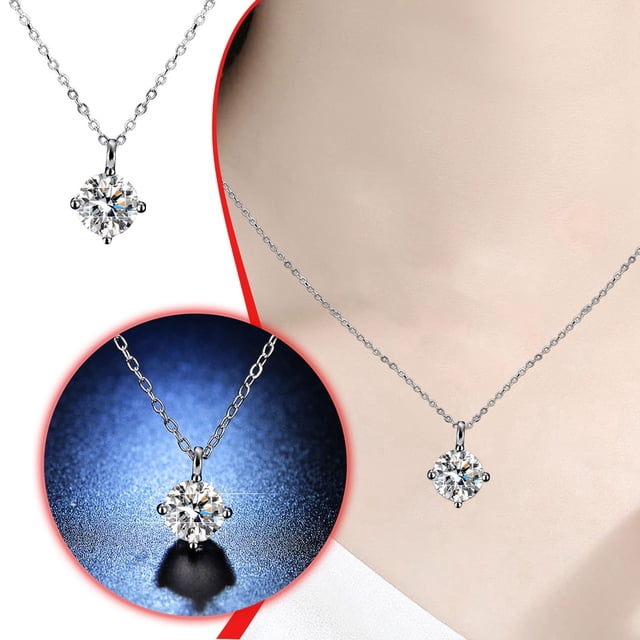 WIFKLSIIPG Collier en Cupronickel Diamant pour Femmes Collier Rond Diamant pour la Saint-Valentin Collier Exquis Cadeau pour Anniversaire de Femme Collier d'Anniversaire de Mariage Cadeau Collier pour la Fête des Mères