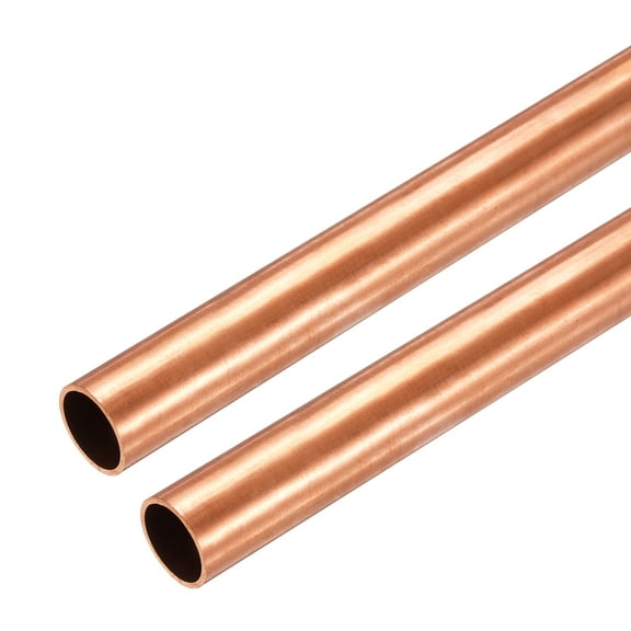 Uxcell Copper Round Tube, 14mm OD x 1mm Wall Thickness x 100mm(4") Length Pure Copper Tube Seamless Metal Straight Pipe Tubing for DIY Crafts Industry Construction(Pack of 2)