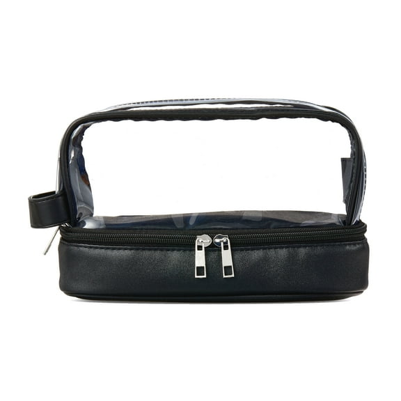 Walmart PVC Cosmetic Travel Bag, Black and Clear, 1 Count