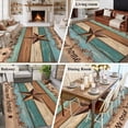 thumbnail image 5 of Western Texas Star Retro Area Rugs 5'x8', Small Throw Rugs for Classroom Bedroom, Country Farmhouse Teal Brown Wood Grain Indoor Outdoor Rug Non-Slip Low Pile Carpet Runner Reversible Floor Mats, 5 of 8