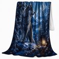 thumbnail image 2 of Arctic Wolf With Wolf And Snowy Pines Snowy Pine Forest Serene Wildlife Art Wildlife Lovers Winter Wilderness Scene Warm Flannel Blanket, Christmas Gift for Cabin and Lodge Home Decor, 2 of 9