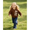 thumbnail image 4 of Yaoqi 5T Little Girl Outfit Set 6T Child Girls Clothes Long Sleeves Bowknot Sweatshirt Top Flared Denim Pants 2pcs Clothing Brown, 4 of 6