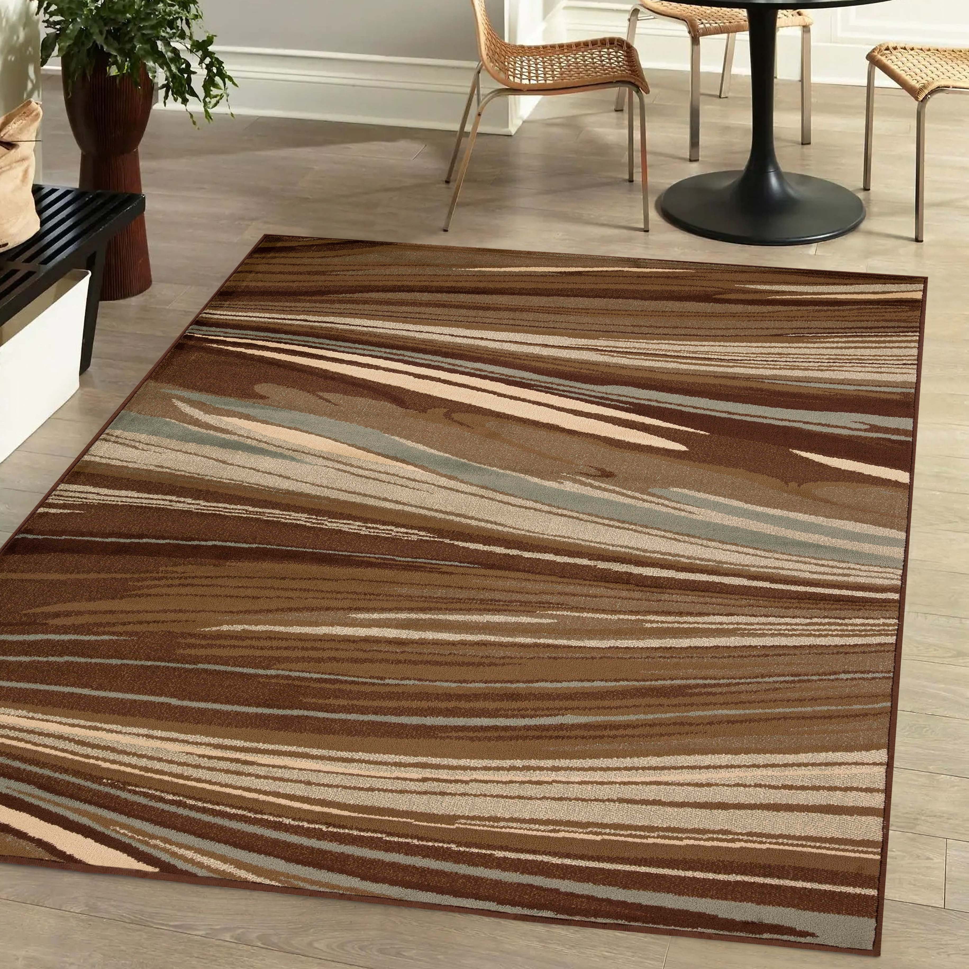 Superior Ondes Abstract Accent Indoor Area Rug, Taupe, 5' x 8'