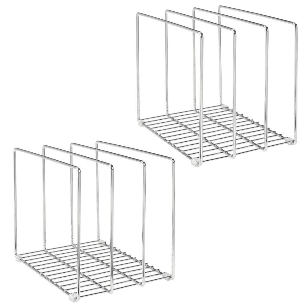 mDesign Metal Wire Pot/Pan Organizer Rack for Kitchen, 3 Slots, 2 Pack