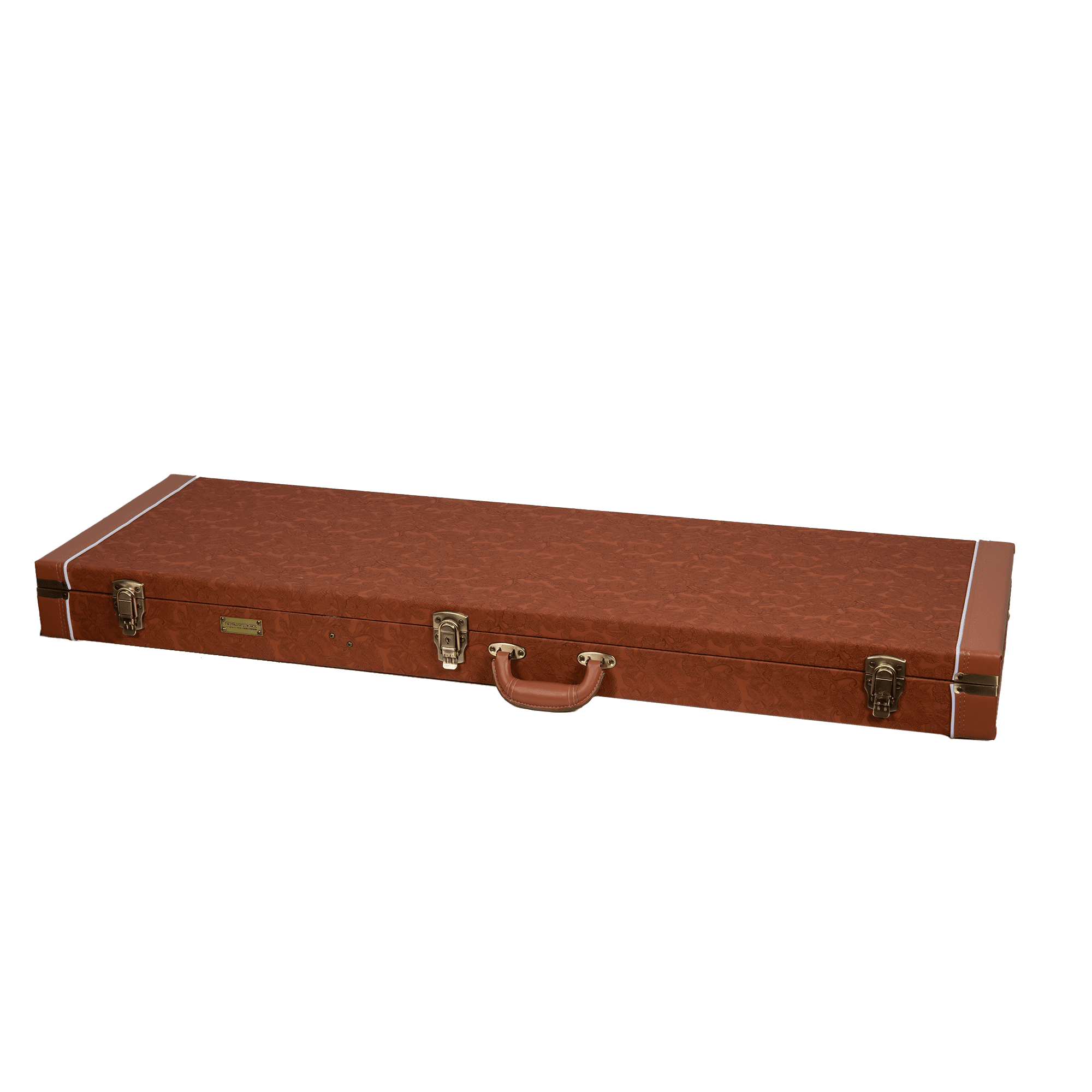 Crossrock Relief Series - Premium Wooden Case for Electric Bass Guitars, featuring a Highly Textured Surface and Mink Imitation Fleece Interior - Red Wood
