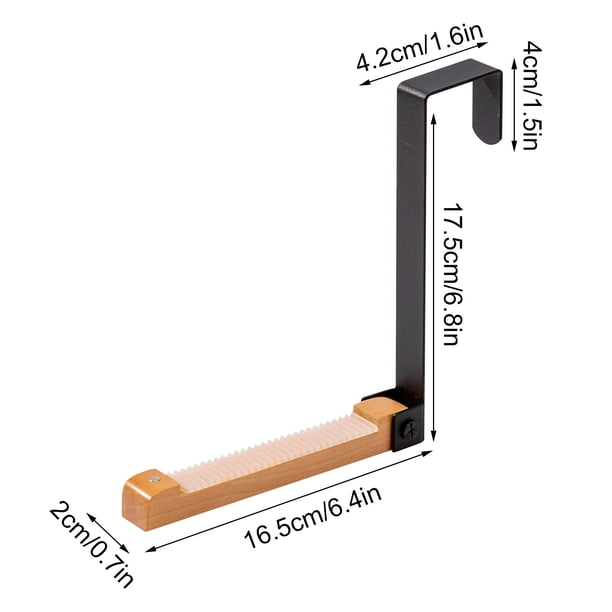 Gancho de Colgante de Puerta, Madera Maciza Y Metal Montado en la Pared Gancho Plegable Detrás de la Puerta, Organizador de 16.5x2cm para la Ropa Sombreros Bolsas Almacenamiento Durante la Noche