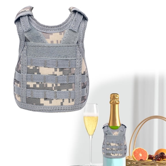 TXYRDXK Mini Tactical Beer Vests, Molle Beer Cooler Jacket Adjustable Drink Bottle Vests Holder Beverage Cooler Holder for 12oz or 16oz Cool Bottle Decoration