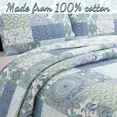 thumbnail image 4 of Cozy Line Home Fashions Windfall Blue Green Floral 2-Piece 100% Cotton Quilt Bedding Set, Twin, 4 of 5