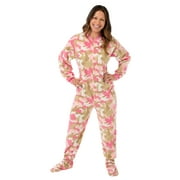 Pyjama Big Feet en micro-polaire en polaire pour adultes, avec semelles antidérapantes et bouton devant.