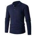 thumbnail image 3 of Suéter de medio botón para hombre de otoño e invierno, suéter de solapa de color sólido, top casual coreano para uso diario, top para hombre, 3 of 4